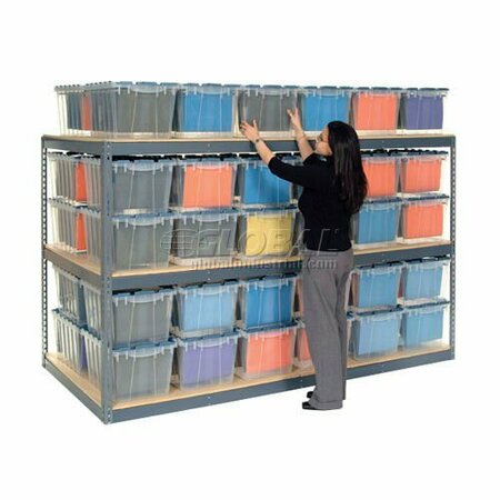GLOBAL INDUSTRIAL Record Storage Rack 72inW x 48inD x 60inH With Polyethylene File Boxes, Gray 607195GY